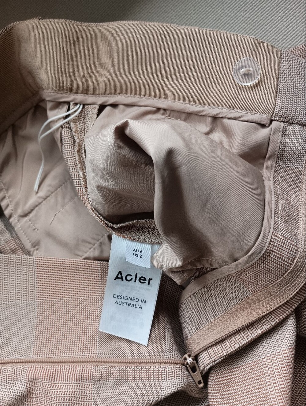 Acler Chelsea Pant In Check - Plaid High-Waist Straight-Leg Pants Belt Pockets - Picture 8 of 14